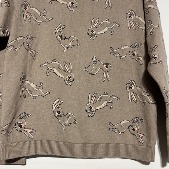 H&M Kid’s Beige Tan Bunny Rabbit Ribbed Detail Pullover Sweater Size 6X/7 - Picture 5 of 8